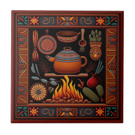 Azulejo Cocina mexicana estilo Huichol cerámica 9/12
