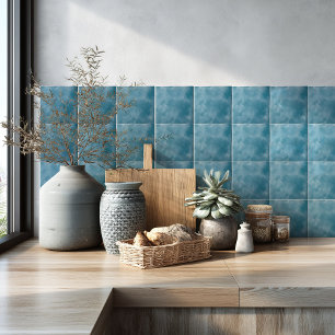 Azulejo Cocina moderna costera de acuarela azul océano