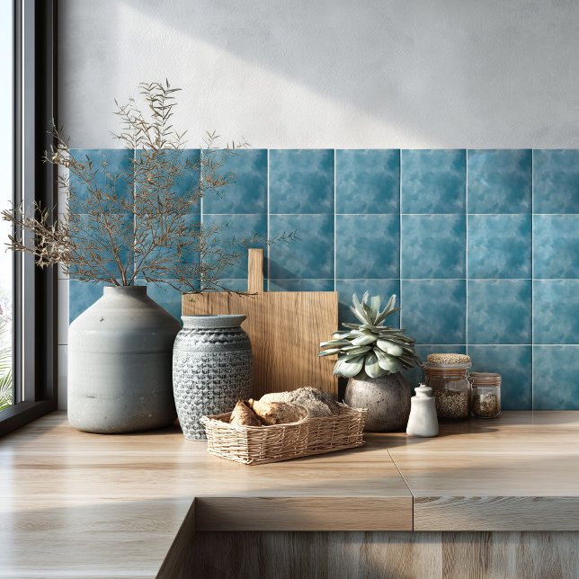Azulejo Cocina moderna costera de acuarela azul océano (Subido por el creador)