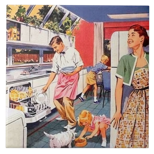 Azulejo Cocina retro divertida vintage (Frente)