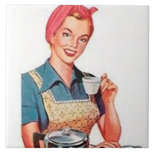 Azulejo Cocina retro vintage señora café