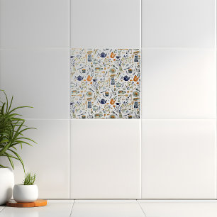 Azulejo Cocina rústica pintada a mano en el campo   