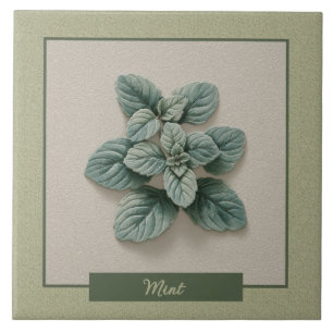 Azulejo Cocina Verde Hierba Fresca Relieve Falso Menta