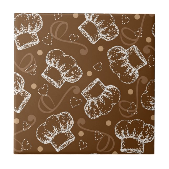 Azulejo Cocinar el modelo con el gorra del cocinero (Frente)