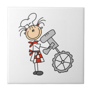 Azulejo Cocinera Femenina Usando Batidora
