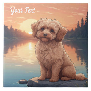 Azulejo Cockapoo junto al lago