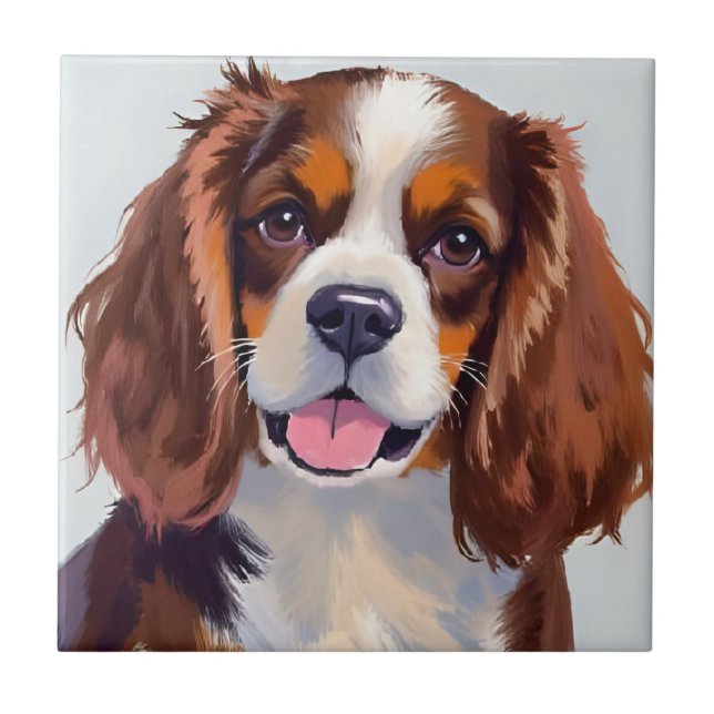 Azulejo Cocker Spaniel | Dog Watercolor Pet Painting (Frente)