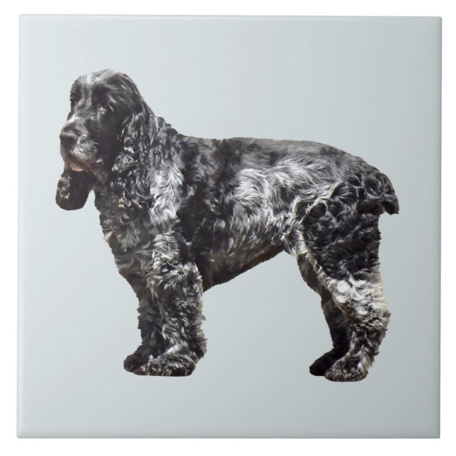 Azulejo Cocker Spaniel negro y gris (Frente)