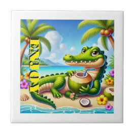 AZULEJO COCODRILLO CON AGUA DE COCO