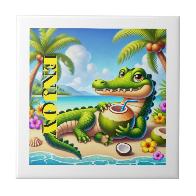 AZULEJO COCODRILLO CON AGUA DE COCO (Frente)