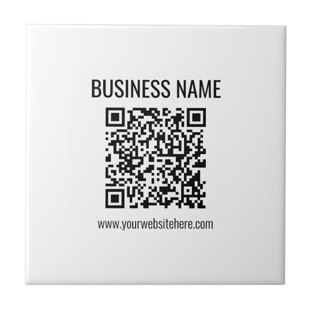 Azulejo Código QR de personalizable y nombre comercial (Frente)