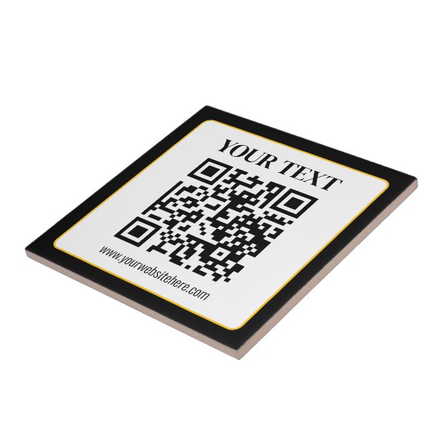 Azulejo Código QR empresarial con texto superior e inferio (Lado)