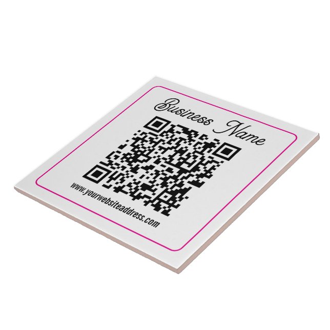 Azulejo Código QR escaneable con letra cursiva manuscrita (Lado)