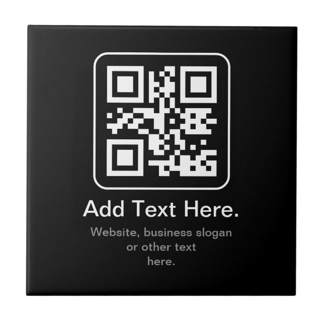 Azulejo Código QR escaneable moderno | Blanco, negro y gri (Frente)