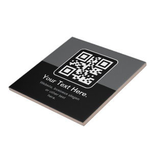 Azulejo Código QR escaneable moderno   Negro Gris y Blanco