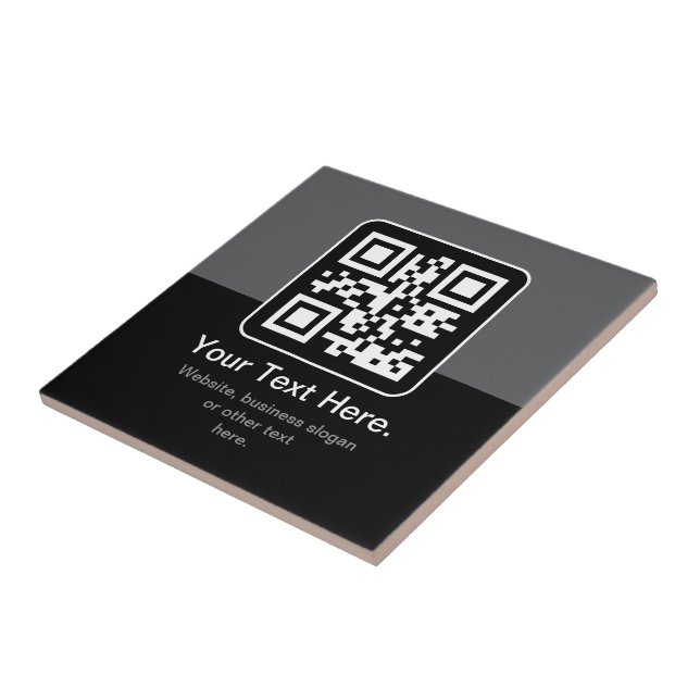 Azulejo Código QR escaneable moderno | Negro Gris y Blanco (Lado)