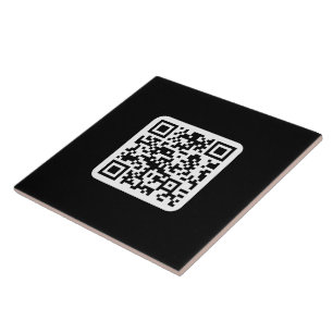 Azulejo Código QR moderno editable   Blanco negro o cualqu