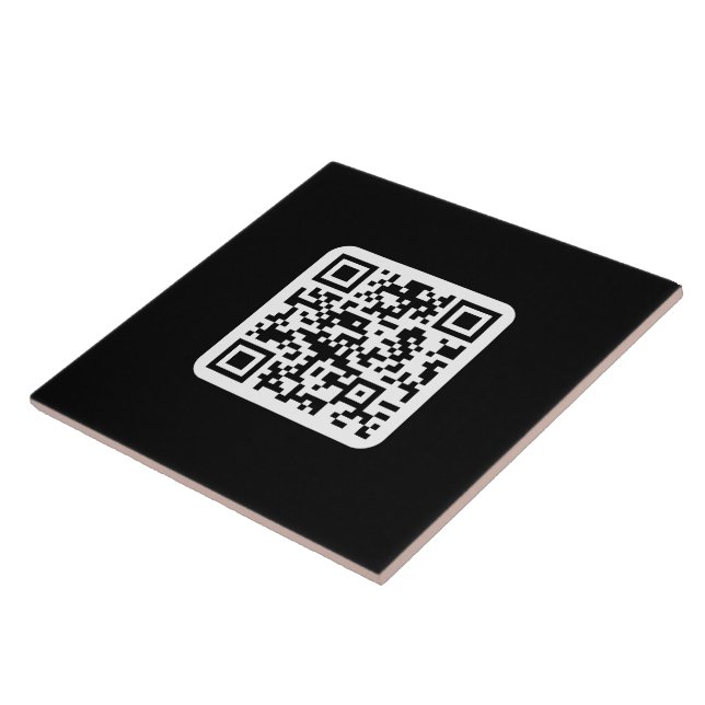 Azulejo Código QR moderno editable | Blanco negro o cualqu (Lado)