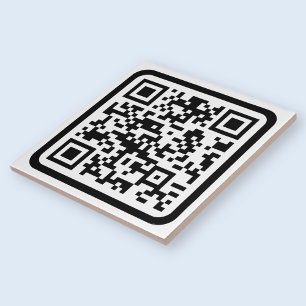 Azulejo Código QR moderno editable Negro Blanco o cualqu