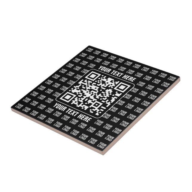 Azulejo Código QR promocional (editable) más patrón de log (Lado)