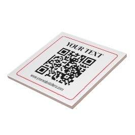 Azulejo Código QR simple de blanco y negro con borde rojo