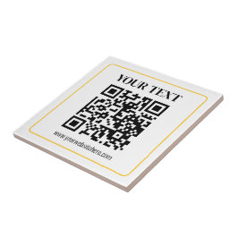 Azulejo Código QR y texto editables con borde de oro amari