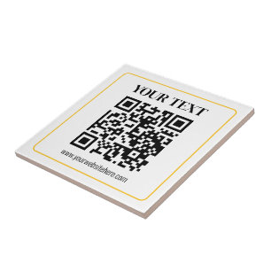Azulejo Código QR y texto editables con borde de oro amari