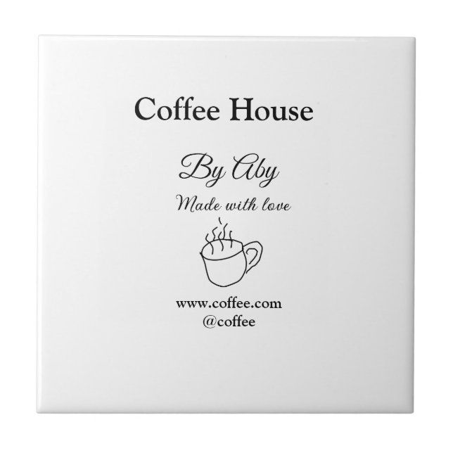 Azulejo Coffee house made with love add text website socia (Frente)