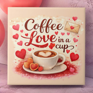 Azulejo Coffee Love in a Cup Valentine Soft Pink