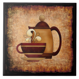 Azulejo Coffee Pot & Cup Ceramic Kitchen Tile