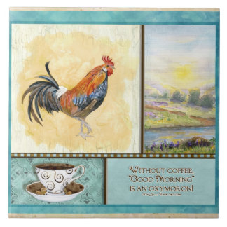 Azulejo Coffee & Rooster Funny Sayings Cocina Decoración A
