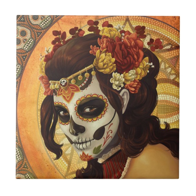 Azulejo Cojín decorativo Dia De Los Muertos (Frente)