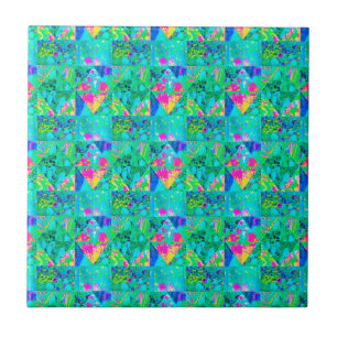 Azulejo Colcha de jardín pintada con Hortensia y Azules