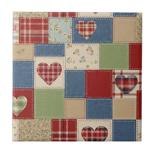 Azulejo Colcha de Patchwork Corazón de Granja Vintage