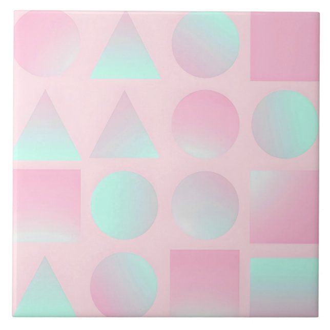 Azulejo Colección Abstracta de Moda Rosa Rubor Menta (Frente)