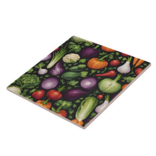 Azulejo Colección de alimentos saludables para vegetales "