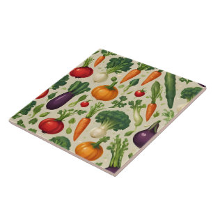 Azulejo Colección de alimentos saludables para vegetales f