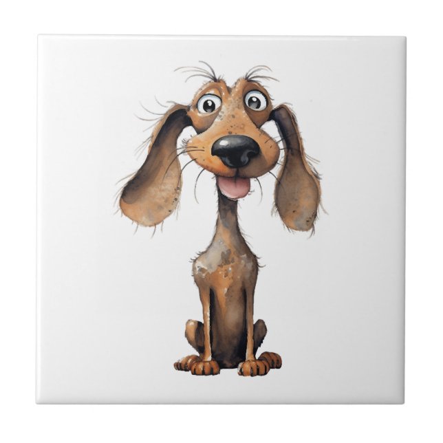 Azulejo Colección de arte de raza de perro de dibujos anim (Frente)
