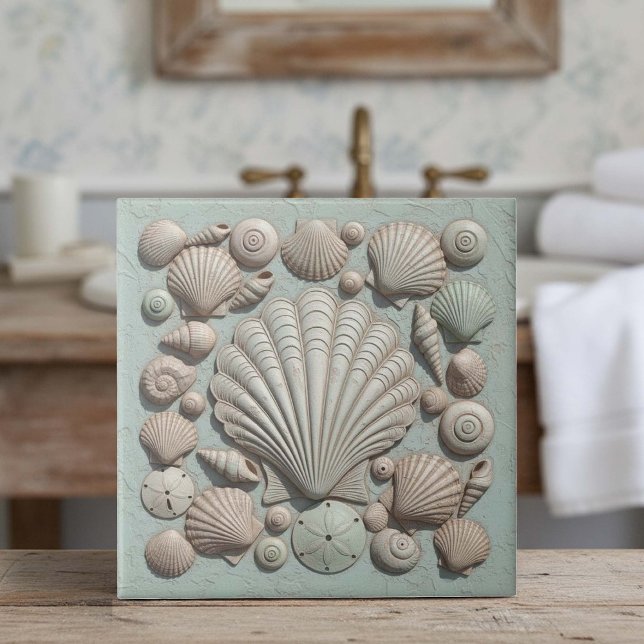 Azulejo Colección de conchas de Trompe L'oeil de vida mari (Subido por el creador)