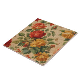 Azulejo Colección de cosechas de vintage de acuarela flora