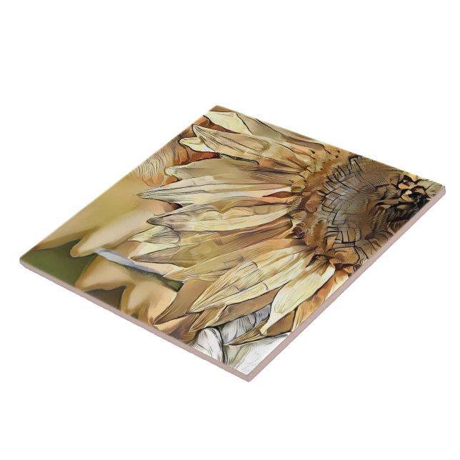 Azulejo Colección de elegancia de girasol amarillo grande  (Lado)