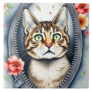 Azulejo Colección de gato de color agua dulce y a la moda