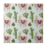 Azulejo Colección de Llamarama | Patrón Cactus & Llama<br><div class="desc">Disfrute de este nuevo diseño creativo de llama en un producto o una pieza de arte mural para realzar y agregar al mundo que lo rodea. Artista: Victoria Borges</div>