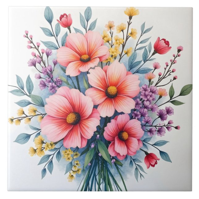 Azulejo Colección de Lujo de Flores Silvestres de Moda (Frente)
