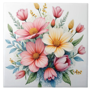 Azulejo Colección de lujo de flores silvestres hermosas y