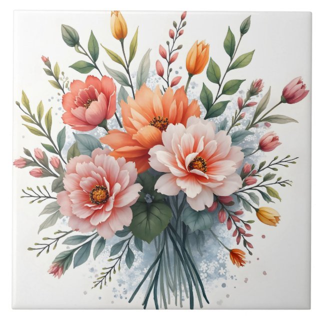 Azulejo Colección de lujo de flores silvestres hermosas y  (Frente)