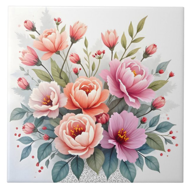 Azulejo Colección de lujo de flores silvestres modernas y  (Frente)