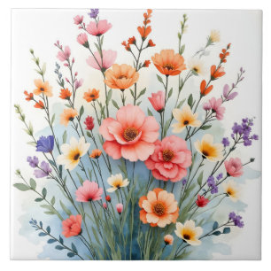 Azulejo Colección de lujo de hermosas flores silvestres de