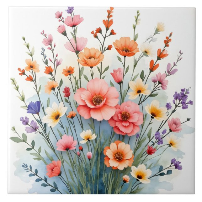 Azulejo Colección de lujo de hermosas flores silvestres de (Frente)