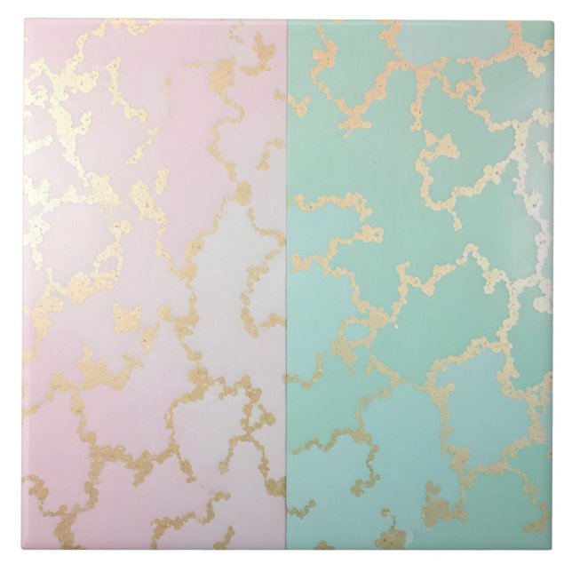 Azulejo Colección de lujo de rosa suave dorado menta de mo (Frente)